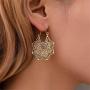 SMALLLOVE Mandala Drop Dangle Earring for Women Girl Gypsy Hammered Antique Silver Bohemian Vintage Lotus Flower Tribal Hollow Floral Pendant Hoop Earrings