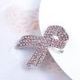 Breast Cancer Awareness Brooch for Women Black Scarf Ribbon Lapel Pin Rhinestone Brooches for Girls Jewelry … (Pink)