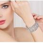 EVER FAITH Womens Austrian Crystal Bride Heart Art Deco Elastic Stretch Bracelet Clear