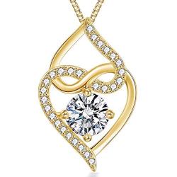 VAN RORSI&MO Heart Necklace-5A Cubic Zirconia Heart Pendant Necklace-14K Gold Plated Infinity Heart Necklaces for Women-Jewelry Gifts Necklaces for Women