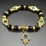 Homelavie Lucky Bling Beads Bracelet Blue Evil Eye and Golden Hamsa Hand Stretch Bracelets Protection Amulet Bangles for Girl/Women