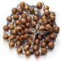 Catholic Olive Wood Rosary Beaded Prayer Jerusalem Cross Decor Crucifixion of Christ Jesus Necklace for Auto Vehicle for Men Women Religious Jewelry Pendant 14 inch
