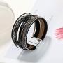 Multilayer Leather Bracelet Handmade Crystal Wrap Bangle with Magnetic Clasp Leather Wrap Bracelet Bohemian Jewelry Gift for Women and Girl