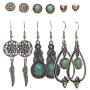 6 Pairs Fashion Vintage Drop Dangle Earrings Set for Women Bohemian Hollow Leaf Acrylic Earrings Jewelry for Gifts