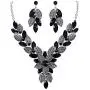 EVER FAITH Womens Crystal Elegant Bridal Cluster Flower Leaf Drop Necklace Earrings Set