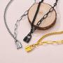 FindChic Handcuff Necklace Padlock Pendant Customized Handcuff Bracelet Partners in Crime Stainless Steel 18K Gold Plated Curb Chain Interlocking 18inch Friendship Statement Necklace for Girls & Women