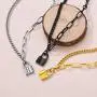 FindChic Handcuff Necklace Padlock Pendant Customized Handcuff Bracelet Partners in Crime Stainless Steel 18K Gold Plated Curb Chain Interlocking 18inch Friendship Statement Necklace for Girls & Women