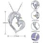 Bolelis Unicorn Necklace for Women Girl - Sterling Silver Cute Mother Daughter Horse in Heart Pendant Necklace Jewelry,Rolo Chain 18 Inches (Unicorn Necklace)