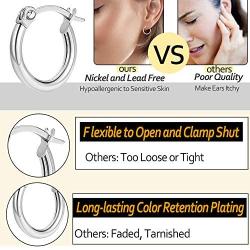 Besteel 5-10 Pairs Stainless Steel Small Hoop Earrings Clasp Gold Tone Silver Tone Hoop Rounded Earrings Set for Women Men Nickel Free