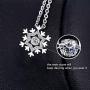Dtja Austrian Crystal Snowflake Pendant Choker Necklace for Women Girls S925 Sterling Silver Dancing Diamond Stone Winter Flower Adjustable Link Chain 17 Inch Wedding Jewelry Birthday