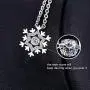 Dtja Austrian Crystal Snowflake Pendant Choker Necklace for Women Girls S925 Sterling Silver Dancing Diamond Stone Winter Flower Adjustable Link Chain 17 Inch Wedding Jewelry Birthday