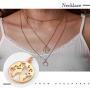 Ckecharfa Boho Layered Moon Pendant Necklace Gold Map Necklaces Star Choker Necklace Summer Beach Jewelry Chain for Women and Girls
