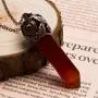 Bivei Retro Antique Brass Chakra Necklace Hexagonal Prism Gemstone Quartz Crystal Stone Healing Pendant Bivei Retro Antique Brass Chakra Necklace Hexagonal Prism Gemstone Quartz Crystal Stone Healing Pendant