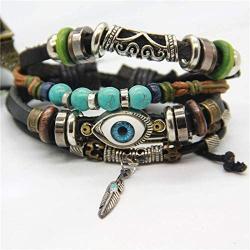 NICEMOVIC Bohemian Multi-Layer Braided Leather Bracelet