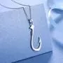 925 Sterling Silver Hawaii Fishing Fish Hook Pendant Necklace for Women Girls Gift