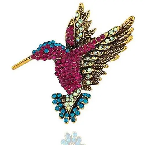 JUMOO Color Crystal Rhinestone Hummingbird Brooch for Women Girls Bird pin Fashion Jewelry JUMOO Color Crystal Rhinestone Hummingbird Brooch for Women Girls Bird pin Fashion Jewelry