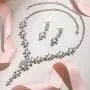 EVER FAITH Ivory Color Simulated Pearl Austrian Crystal Wedding Flower Necklace Earrings Set Clear