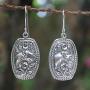 NOVICA .925 Sterling Silver Floral Elephant Dangle Earrings Elephant Roses