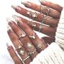 BERYUAN Women Rings Set Knuckle Rings Gold Stacking Rings for Girls and Teens Rings Cute Jewelry Rings Size(5,5.5,6,6.5,7,7.5,8)(16Pcs)