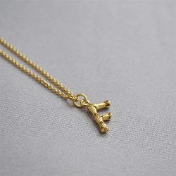 Bamboo Initial Necklace, 18K Gold Plated Stainless Steel Small Initial Necklace Personalized Letter Necklace Monogram Name Necklace for Women Girls
