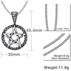 HUANIAN Stainless Steel Pentagram Pendant Necklace for Men Women Wiccan Jewelry