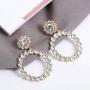 SERAKI Fashion Women Crystal Large Hoop Circle Lady Luxury Drop Dangle Earrings Jewelry (Crystal - Gold)