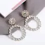 SERAKI Fashion Women Crystal Large Hoop Circle Lady Luxury Drop Dangle Earrings Jewelry (Crystal - Gold)