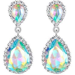 EVER FAITH Womens Austrian Crystal Wedding Tear Drop Dangle Earrings