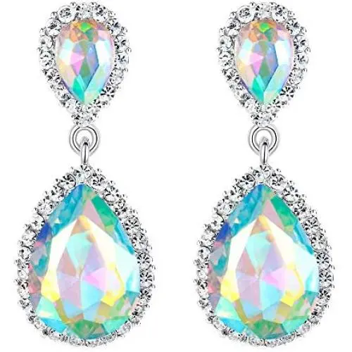 EVER FAITH Womens Austrian Crystal Wedding Tear Drop Dangle Earrings EVER FAITH Womens Austrian Crystal Wedding Tear Drop Dangle Earrings
