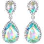 EVER FAITH Womens Austrian Crystal Wedding Tear Drop Dangle Earrings
