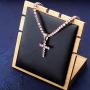 TOPGRILLZ 14K Gold&Silver Plated Solid Iced out CZ Lab Cubic Zirconia Cross Pendant Necklace for Men Women Stainless Chain