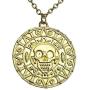 Graceful Goods Caribbean Pirates Treasure Aztec Skull Coin Medallion Necklace