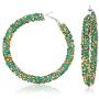 4 Pairs Glitter Hoop Earrings Bohemian Sparkle Resin Rhinestone Crystal Wrapped Geometric Big Round Circle Shiny Dangle Earrings Goldplated Scrub Drop Earring for Women Girls Wedding Party Jewelry