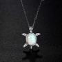 VIKI LYNN Baby Sea Turtle Necklace Sterling Silver Created Opal Jewelry for Women