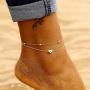 HUASAI Initial Anklet Bracelets for Women Dainty Layered Beads Heart Letter Gold Ankle Bracelets for Teen Girls Foot Ankle Jewelry