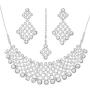 Touchstone Indian Bollywood Intricately Crafted Diamond Look Rhinestone Crystal Colorful Wedding Designer Jewelry Necklace Set in Gold and Silver Tone for Women.