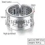 999 Sterling Silver Ring Men Ring Vintage Opening Adjustable Female Women Rings Silver Buddhist Heart Sutra Signet Jewelry