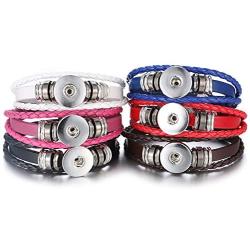 Lovglisten 6pcs Leather Bracelet Bangle for 18mm Snap Button Jewelry (1)