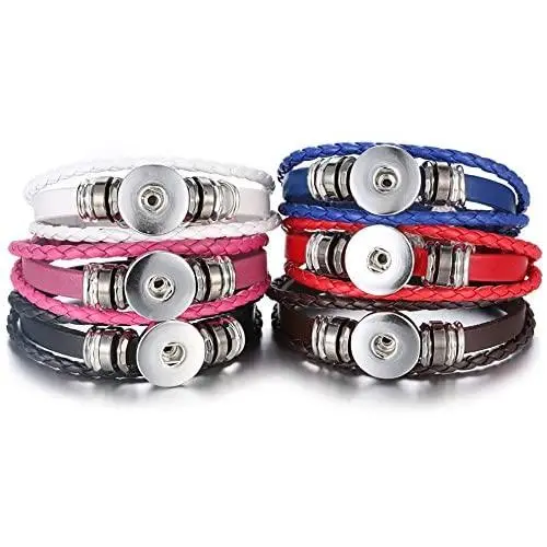 Lovglisten 6pcs Leather Bracelet Bangle for 18mm Snap Button Jewelry (1) Lovglisten 6pcs Leather Bracelet Bangle for 18mm Snap Button Jewelry (1)