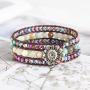 YGLINE Boho Handmade Natural Stone Bead 3 Row Wide Wrap Wrist Statment Bracelet Jewelry Collection