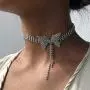 Masiter Sparkly Rhinestone Necklace Crystal Butterfly Choker Dainty Tennis Chain Wedding Bridal Bridesmaid Costume Jewelry for Women and Girls