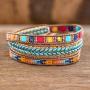 NOVICA Aventurine and Glass Blue and Red Beaded Bohemian Wrap Bracelet, 22'' Colors of Hope