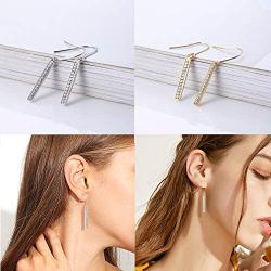 KesaPlan Swarovski Crystal Bar Drop Earrings for Women, 2 Pairs Dangle Earrings, Silver Earrings and Gold Earrings for Gifts