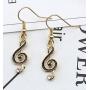 Fusamk Fashion Alloy Music Note Dangle Drop Earrings