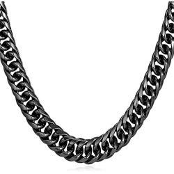 U7 Franco Curb Chain, Miami Cuban Necklace,3/4.5/6/9MM Width,Stainless Steel Jewelry for Men Women, Gold Plated/Black/Rose Gold/Silver Color, Length 14-30 Inch, Gift Packed