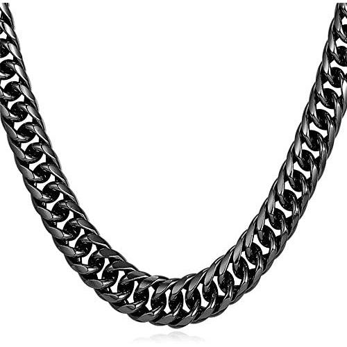 U7 Franco Curb Chain, Miami Cuban Necklace,3/4.5/6/9MM Width,Stainless Steel Jewelry for Men Women, Gold Plated/Black/Rose Gold/Silver Color, Length 14-30 Inch, Gift Packed