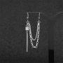 Punk Tassel Crawler Climber Small Hoop Earring for Women Girls Men Stainless Steel Cartilage Double Pair Hoops Vine Clip on Multi Layered Chain Drop Bar Dangle Fashion Jewelry 1 Piece