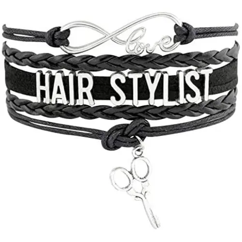 Tattooshe nfinity Love Hairstylist Bracelets & Bangles Scissor Charm Braided Leather Bracelet wrap Jewelry Tattooshe nfinity Love Hairstylist Bracelets & Bangles Scissor Charm Braided Leather Bracelet wrap Jewelry