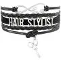 Tattooshe nfinity Love Hairstylist Bracelets & Bangles Scissor Charm Braided Leather Bracelet wrap Jewelry Tattooshe nfinity Love Hairstylist Bracelets & Bangles Scissor Charm Braided Leather Bracelet wrap Jewelry
