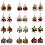 Fall Faux Leather Teardrop Earrings Plaid Pumpkin Sunflower Maple Leaves Acorn Autumn Jewelry Turkey Printed Leather Earrings Thanksgiving Accessory for Women Girl